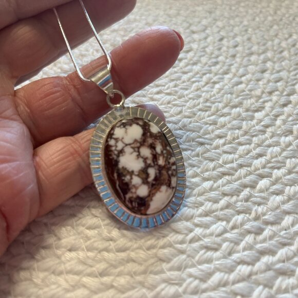 Gorgeous WILD HORSE JASPER Handmade Sterling 925 Pendant/Chain #950D - Picture 3 of 3